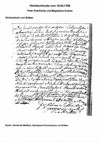 10.04.1788 Heiratseintrag (in lateinischer Sprache)